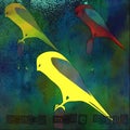 Canary bird. With white patches of black. On gradient background