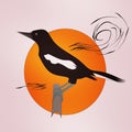 Canary bird. With white patches of black. Use line effects
