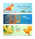 Canary And Birdcages Banners Set Royalty Free Stock Photo