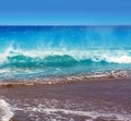 Canary Islands brown sand beach rough turquoise waves