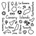 Canary Islands hand drawn doodle outline summer concept