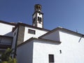 Catholic Church of Immaculate Conception. Perspective and underside view of parish with high tower and