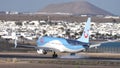 TUI Airways, Boeing 737 landing rollout on the Lanzarote Airport in slow motion