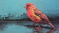 Canary Near Waste Water With Risograph Ra 8100 Texture Royalty Free Stock Photo