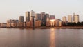 Canary Wharf buildings at sunset Royalty Free Stock Photo