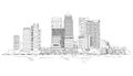 Canary Wharf business aria, London, Sketch collection illustration