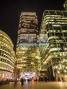 Canary wharf district skyscrapers at night. London. UK. Royalty Free Stock Photo