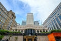 Canary Wharf, London, UK: Cabot Square in the Canary Wharf area of London Docklands Royalty Free Stock Photo