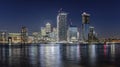 Canary Wharf in London, UK, during night time Royalty Free Stock Photo