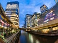 Canary Wharf modern building illuminated at dusk Royalty Free Stock Photo