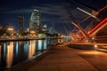 Canary Wharf at night, Buenos Aires, Puerto Madero at Night, AI Generated