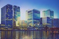 Canary Wharf office buildings in twilight Royalty Free Stock Photo