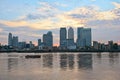 Canary Wharf, over Thames, London, England, UK