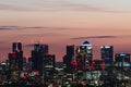 Canary Wharf skyline after sunset, London, England Royalty Free Stock Photo