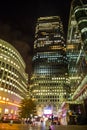 Canary Wharf skyscarpers at night Royalty Free Stock Photo