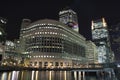 Canary Wharf skyscrapers in London at night Royalty Free Stock Photo