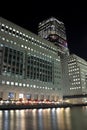 Canary Wharf skyscrapers in London at night Royalty Free Stock Photo