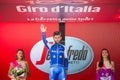 Canazei, Italy May 24, 2017: Fernando Gaviria on the podium