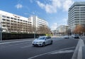 Cars traveling along the wide and quiet Binara Street Royalty Free Stock Photo