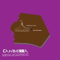 Canberra-Capital of Australia-Parliament illustration-map Vector-You are Here Sign
