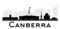 Canberra City skyline black and white silhouette.