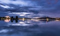 Canberra night time scene Lake Burley Griffin Royalty Free Stock Photo