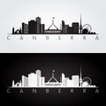 Canberra skyline and landmarks silhouette Royalty Free Stock Photo