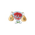 Canberries sauce icon in character shape holding money bag. Royalty Free Stock Photo