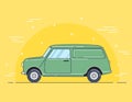 Vector illustration of a mini van car trip Royalty Free Stock Photo