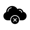 Cancel cloud glyph flat vector icon