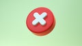 Cancel Cross Icon Isolated Over Lime Green Background.