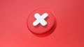 Cancel Cross Icon Isolated Over Red Background.