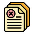 Cancel docs icon color outline vector Royalty Free Stock Photo