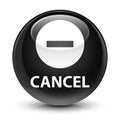 Cancel glassy black round button