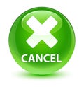 Cancel glassy green round button
