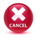 Cancel glassy pink round button