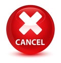 Cancel glassy red round button