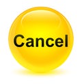 Cancel glassy yellow round button