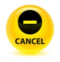 Cancel glassy yellow round button