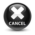 Cancel glassy black round button