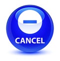 Cancel glassy blue round button