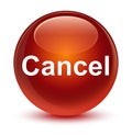 Cancel glassy brown round button