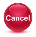 Cancel glassy pink round button