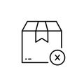 Cancel Parcel Box Order Line Icon. Delete Wrong Package Cross Linear Pictogram. Cancellation Delivery Outline Icon