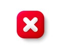 Cancel red 3d icon. Delete sign, close symbol, wrong and reject button. No vector