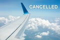 Canceled flights.Travel vacations cancelled because of pandemic of coronavirus.Coronavirus pandemic, covid 19 epidemic, warning Royalty Free Stock Photo