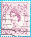 Canceled postage stamp, depicting Great Britain Tangier Queen ElizabethII 1952-54 Issu