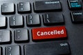 Canceled word on a red enter key of the black pc keyboard. Concepts of cancel culture, ostracism and call-out culture social media Royalty Free Stock Photo