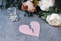 canceling wedding. broken heart next to ring. Royalty Free Stock Photo