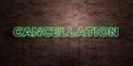 CANCELLATION - fluorescent Neon tube Sign on brickwork - Front view - 3D rendered royalty free stock picture